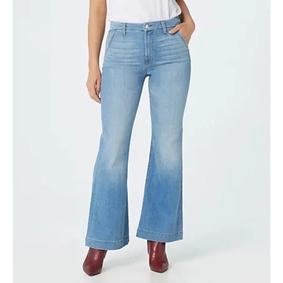 Jen7 by 7 for All Mankind La Quinta Tailorless High-Rise Flared Trouser Jeans - Picture 13 of 13